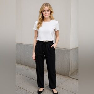 Diane von Furstenberg Black Wide Leg Pull-On Pants Size 10